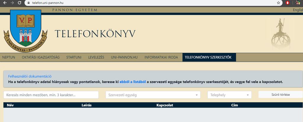 Minden oktató, adminisztrátor elérhetősége https://telefon.