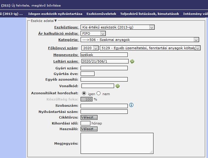 A felület alsó részén meg kell adni a költséghelyet, a mennyiséget, a mennyiségi egységet, a bruttó egységárat (vagy összárat, ha
