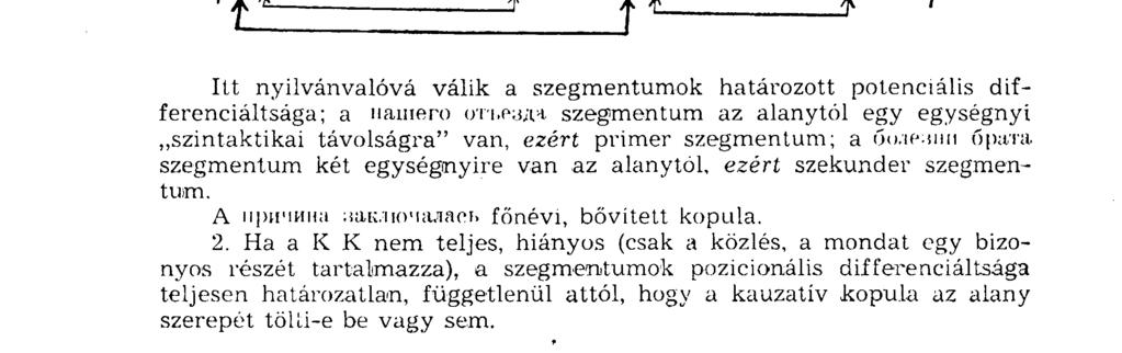 1 Л j ^ I Itt nyilvánvalóvá válik a szegmentumok határozott potenciális differenciáltsága; а нашего отъезда szegmentum az alanytól egy egységnyi szintaktikai távolságra" van, ezért primer szegmentum;