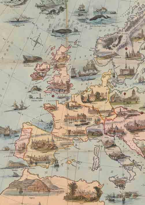 14 The travellers; or, a tour through Europe 1842- es, első kiadásának játéktérképe.