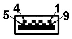USB 3.2 downstream aljzat Érintkező száma 1 VCC 2 D- 3 D+ 4 Föld 5 SSRX- 6 SSRX+ 7 Föld 8 SSTX- 9 SSTX+ A csatlakozó 9 érintkezős oldala MEGJEGYZÉS: A SuperSpeed USB 5 Gbps (USB 3.