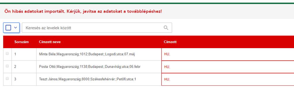 A rendszer négyféle formátum használatát teszi lehetővé:.xls,.xlsx,.csv és.