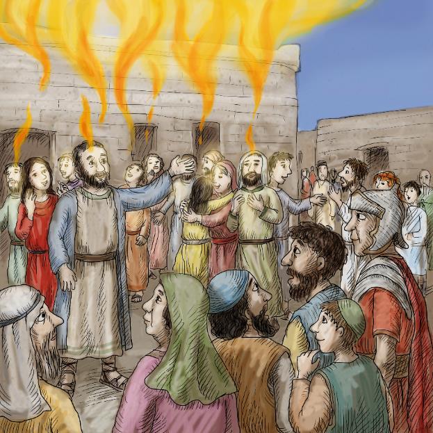 Az Apostolok cselekedeteiről írott könyv 2. fejezetében olvashatod el: A pünkösdi esemény leírását, amikor A Szentlélek kitöltetett a tanítványokra.