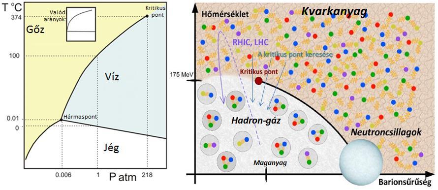 A kvark-hadron fázistérkép Maganyag vs.