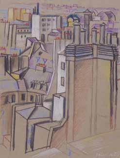 147 Párizsi háztetők, 1926 színes kréta, papír, 267x203 mm