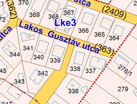 31 22.-23.-24. Terület: (szabályozási vonalak feltüntetése) 22(Lakos Gusztáv utca 363 hrsz.