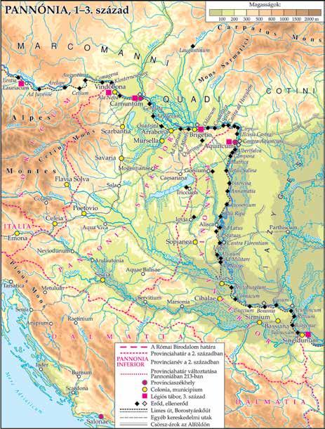141 Lakóhelyek, települések Pannonia provincia városai,