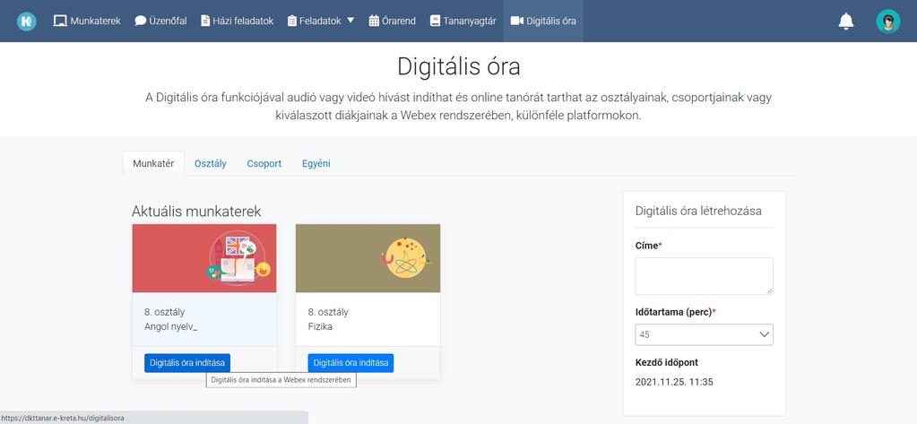 Hogyan választhatom ki, hogy kiknek indítom a digitális tanórát?