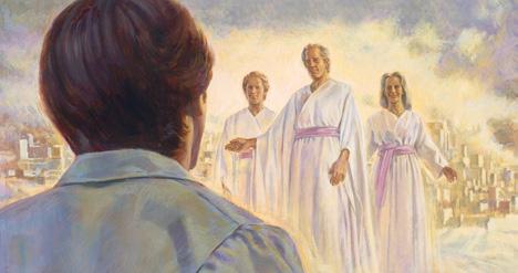 Joseph látja az édesapját, az édesanyját és a fivérét a celesztiális királyságban (Joseph Smith látomása a celesztiális királyságról. Készítette: Robert Barrett). NOVEMBER 29. DECEMBER 5.