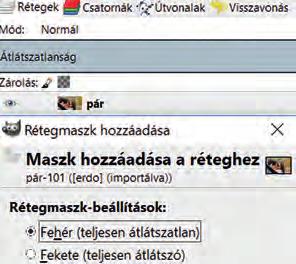 Így a pár réteg minden pontja átlátszatlan lesz. 4. Válasszuk ki a rétegmaszkot bal gomb segítségével a rétegkezelőben. 5. Jelöljük körbe szabadkézi kijelölési eszköz segítségével az embereket!