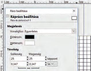 Pozicionálást segítő eszközök A kijelöléseket és az objektumok pozicionálását rácsok és segédvonalak segítik.