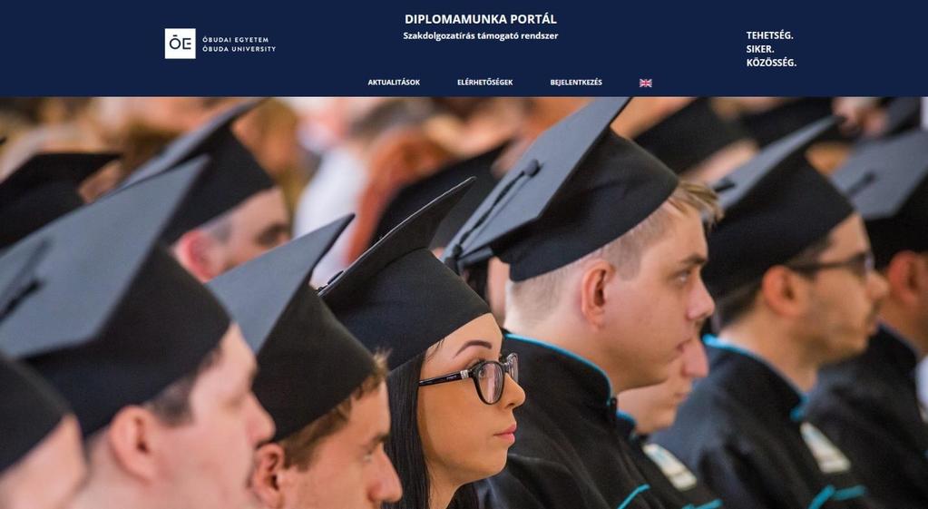 2. Hallgatói útmutató a portál használatához A kezdő oldalon két menüpont látható, illetve egy nyelvválasztó opció: Aktualitások Az itt található link aktuális információkat tartalmaz a