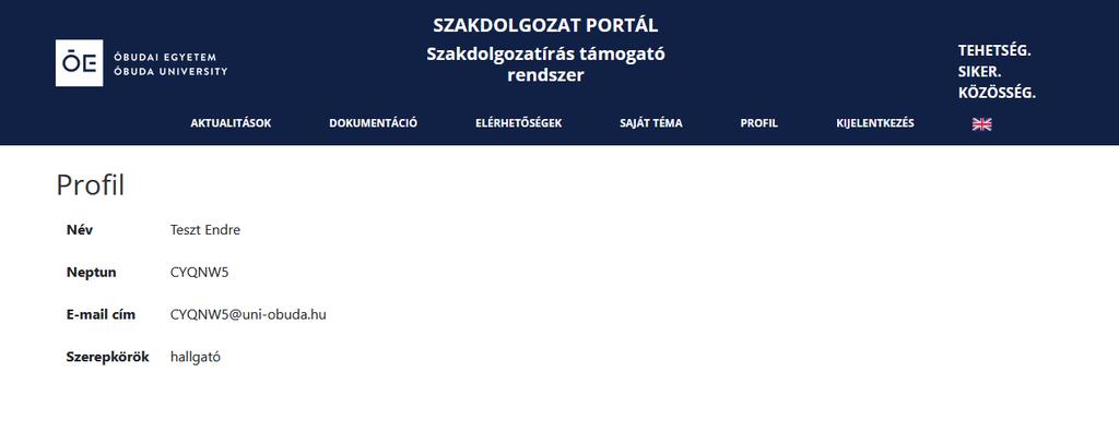 Az oldalon az alábbi menüpontokból választhatunk: Dokumentáció A konzulensek számára készült felhasználói útmutató tekinthető itt meg.