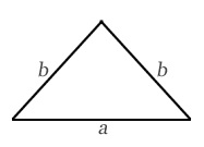 3. példa Legfeljebb mekkora lehet egy 2 egység kerületű egyenlő szárú háromszög területe? Megoldás: A háromszög alapja legyen a, a szárai pedig b hosszúságúak.