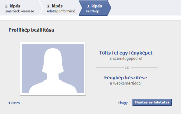 A regisztráció utolsó lépéseként egy fényképet is megadhatunk magunkról. A fényképek számítógépes kezelésével külön témakörben fogunk foglalkozni, mert ez sokaknak jelent problémát.
