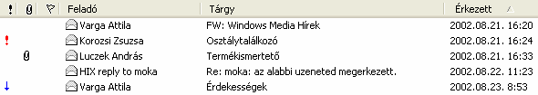 ÜZENETEK FONTOSSÁGÁNAK BEÁLLÍTÁSA 4. A művelet befejezéséhez használjuk a Szerkesztés menü Beillesztés parancsát, az eszköztár Beillesztés gombját vagy a CTRL+V billentyűket.