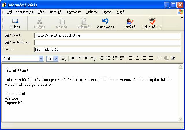 Információ és kommunikáció MS Windows XP Ekkor aláírásunk a kurzor aktuális pozíciójába szúródik be.