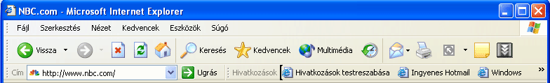 Információ és kommunikáció MS Windows XP HIVATKOZÁSOK A Hivatkozások eszköztár funkcióját tekintve nagyban hasonlít a Kedvencek tartalmához.