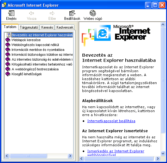 Információ és kommunikáció MS Windows XP KERESÉS A SÚGÓBAN A súgótémakörök megjelenítéséhez kattintsunk a Súgó Tartalom fülére. Ekkor a Súgó tartalomjegyzéke jelenik meg a képernyőn.
