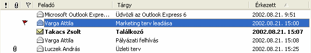 Az üzenetek megjelölésére annak kijelölése után válasszuk az Üzenet menü Üzenet