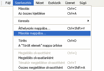 Információ és kommunikáció MS Windows XP LEVELEK MÁSOLÁSA A levelek áthelyezésén túl lehetőségünk van a levelek másolására is.