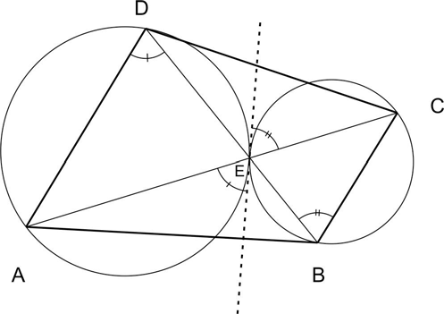 Mivel a húr felezőmerőlegese áthalad a kör középpontján, igaz az állítás. 47. Hosszabbítsd meg a háromszög magasságait a köré írt körig, jelölje a metszéspontokat P, Q és R.