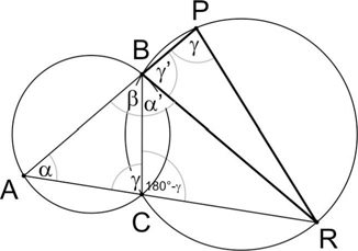4. modul: KÖRREL KAPCSOLATOS FOGALMAK 61 71. Milyen specialitása van az ábrán látható BPR háromszögnek, ha tudjuk, hogy BR az ABC háromszög köré írható kör B pontbeli érintője? α = α ', mert ua.