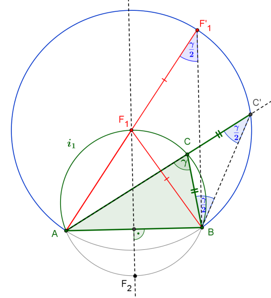 Diszkusszió: 1 ilyen pont van, ha AB nem az adott kör átmérője. 2 ilyen pont van, ha AB az adott kör átmérője. A kerület vizsgálata: Az kerülete.