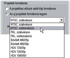 Projektek formátuma A Studio filmprojektek alapértelmezés szerint azt a videóformátumot használják, amelyet az elsőként hozzáadott klipjük.