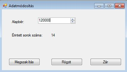 21.23. ábra. Működés közben. 1 public Form1 ( ) I n i t i a l i z e C o m p o n e n t ( ) ; 3 sconn = new SqlConnection ( ConnSt ) ; 4 scomm = sconn. CreateCommand ( ) ; 5 scomm.