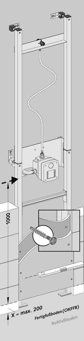 1. Borítsa e a modult a modul elülső élének síkjáig száraz építőanyaggal. 2. Respeitar as exigências em matéria de isolamento sonoro e de estática! 2. Dát na po adavky odhlu nflní a statiky! 2. Uwzglfidnić wymagania izolacji akustycznej i wytrzyma o ci konstrukcji!