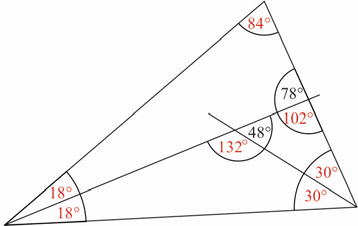 30 MATEMATIKA A 9. ÉVFOLYAM Tanári útmutató Feladatok 15. Mekkorák a háromszög szögei, ha adott két külső szöge?