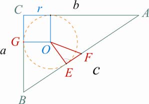 Adott a derékszögű háromszög két befogója. Mekkora a beleírt körének sugara és az átfogó? a) 15 cm, 8 cm; b) dm, 1 cm; c) 0,1 m, 7,6 cm.