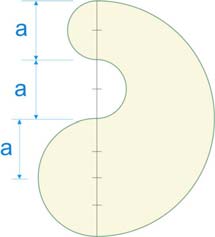A terület kiszámításakor figyelembe vesszük, hogy átdarabolással a legnagyobb félkör kiegészíthető a legkisebbel, vagyis a síkidom területe: 2 2 24 π 12 π T = + 1131cm 2.