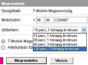 jegyű mobil szám A telefonszám megadása után ki kell választani az időtartamot ameddig szeretnénk Internetezni.