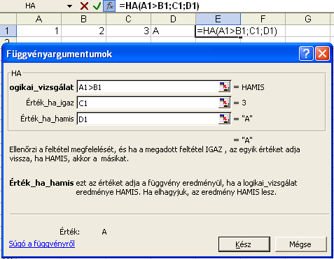Logikai függvények í r t a : V i d a A t t i l a - w w w. h a n s a g i i s k. h u 37 HA(feltétel;igaz_érték;hamis_érték) feltételes számítás Ha az 1.