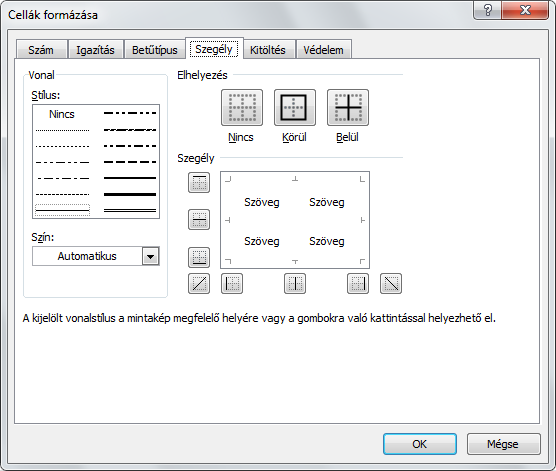 Válassz és húzd a szegszegélyen végig a kurzort! Az Excel kiegészült egy szegélyrajzoló funkcióval. A ceruza gomb benyomásakor megrajzolhatod a szegélyeket.