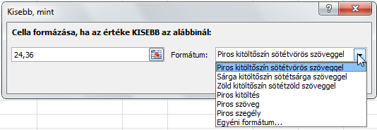 A kijelölési szabályok segítségével megadhatod a feltételt!