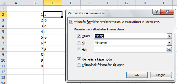 KorrektúraVáltozások követésemódosítások kiemelése