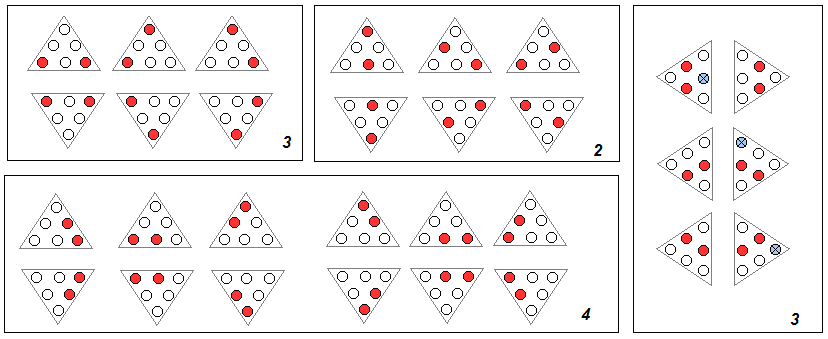 Feladatlapok ( fa-struktúrás beszélgetéshez) 1. Mindegyik táblán 2 db piros (sötét) bábu van.