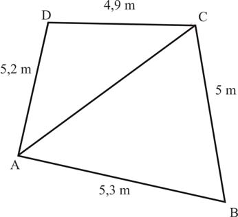 3. modul: SÍKIDOMOK KERÜLETE, TERÜLETE 85 AC KM 00 + 80 00 80 cos3,56 334,97 m. A paralelogramma másik átlóját megkapjuk, ha γ 56, 44 -kal számoluk: DB 00 + 80 00 80 cos 56,44 80,55m.