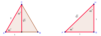 = 90 α) : sin ( 90 α) = cos ( 90 α) = tg ( 90 α) = ctgα ctg ( 90 α) = tgα Nevezetes szögek szögfüggvényei Tekintsük a egység oldalú