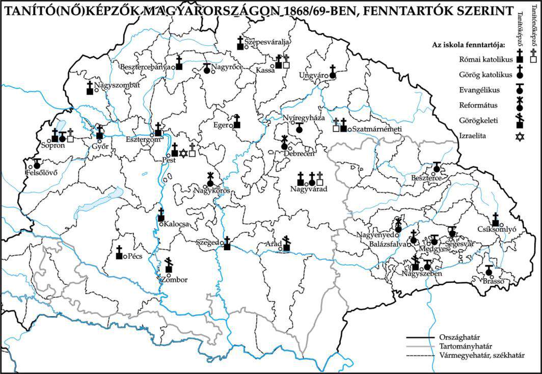 Az 1868-tól kezdődő időszakban folyamatosan nőtt a képzőintézetek száma, mind az állami, mind a felekezeti intézmények tekintetében.