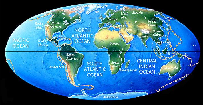 A Föld szárazföldjeit általában 6 kontinensre osztjuk: Európa, Ázsia és Afrika az