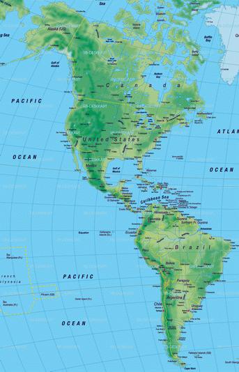 Amerika - Amerika felszíne és kialakulása Észak Amerika Területe: 24.360.000 km 2 Népesség: 507.816.000 fő (2005) Népsűrűség: 20,8 fő / km 2 Partvonala: tagolt sok a fsz., sziget, öböl.