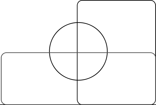 Mid a égy ábra a síkot 6 diszjuk tartomáyra osztja, mid a égy eset általáosítható > 4 eseté is, a második talá a legegyszerűbb és a legközelebb áll a körrel alkotott diagramokhoz, hisze ez