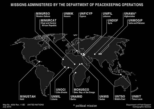 (UNDOF) United Nations Interim Force in Lebanon (UNIFIL) United Nations Truce Supervision Organization (UNTSO) Af ri ka United Nations Organization Stabilization Mission in the Democratic Republic of