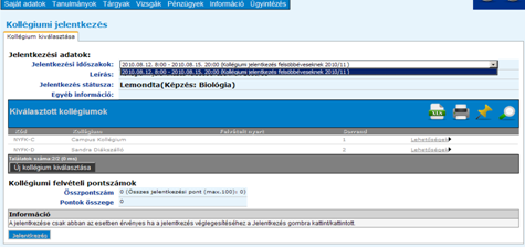 29. számú Neptun képernyő A hallgatói web-en az Ügyintézés/Szakirány jelentkezés fülön tudnak a szakirány választási időszakban a szakirányokra jelentkezni, a 30.