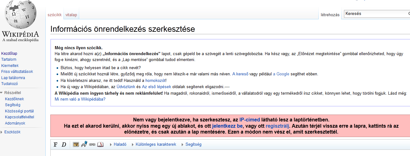 Erre látunk figyelmeztető üzenetet a wikipédia oldalán. 8. ábra.
