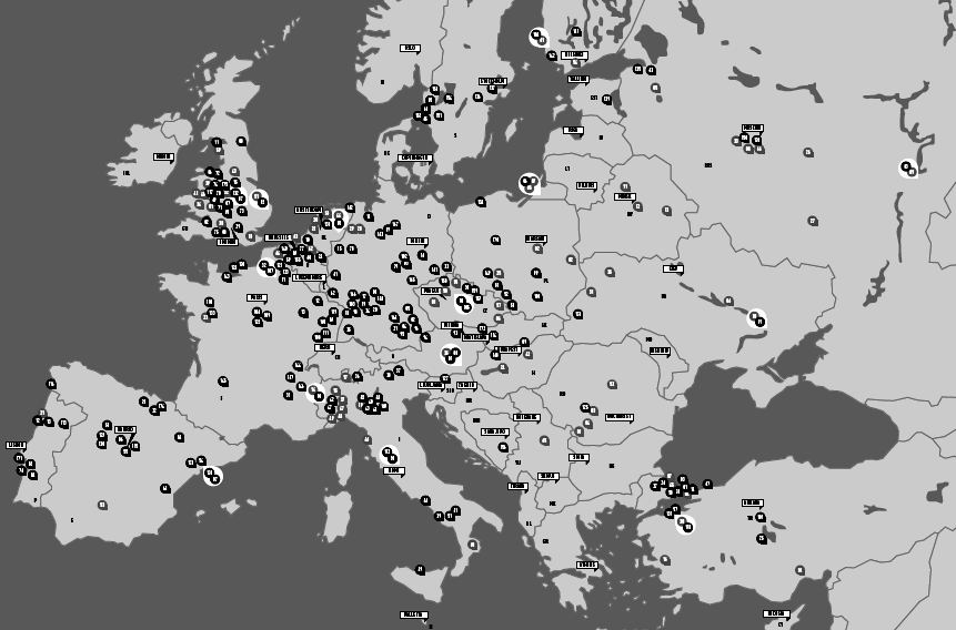 1. ábra Az autóipar lokalizációja Európában Forrás: http://www.acea.be/images/uploads/st/20080121_list_of_production _sites.pdf az ACEA 2010-es adatai alapján (letöltve: 2011.09.